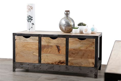 Buffet Miliboo Meuble Rangement Industriel Atelier Bois Massif Et