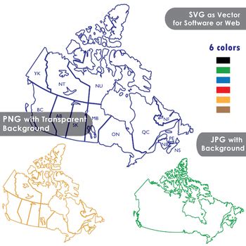 Canada Maps Clip Art : Map with Outline by Creative Ideal Materials