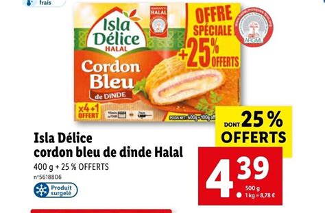 Promo Isla D Lice Cordon Bleu De Dinde Halal Chez Lidl