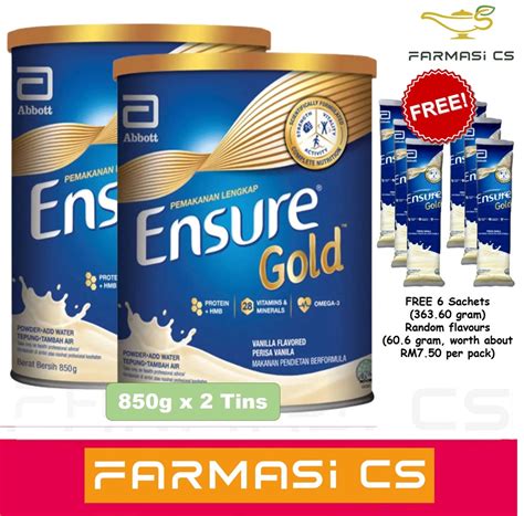 Abbott Ensure Gold Vanilla 850g 800g X 2 Tins TWIN FOC Sachets