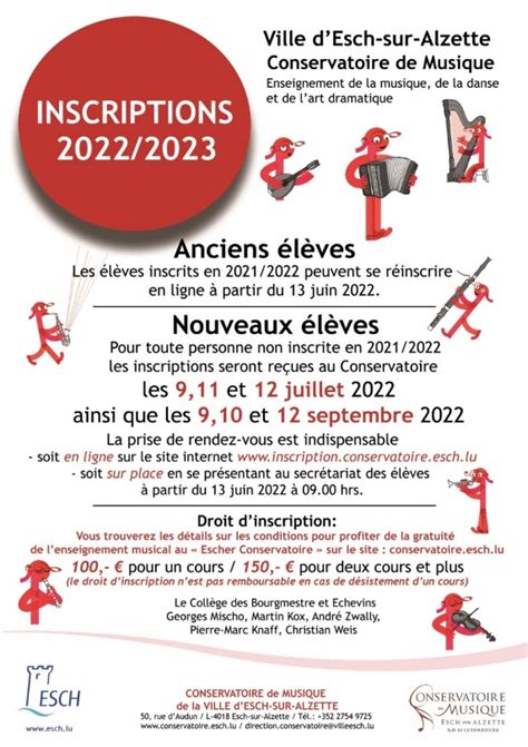 Inscriptions 2022 2023 Conservatoire De Musique Esch Sur Alzette