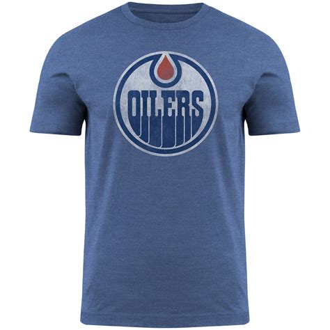 Edmonton Oilers Nhl Primary Distressed Logo Heathered T Shirt Royal