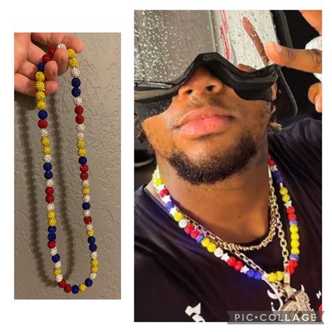 Ronald Acuna Jr Beaded Pollyanna Rhinestone Necklace Atlanta Braves