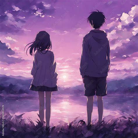 Cute couple in love. Romantic wallpaper. Anime style characters. couple ...