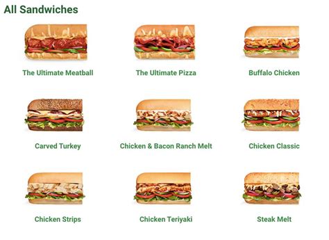 Menu of Subway, Greenslopes, Brisbane