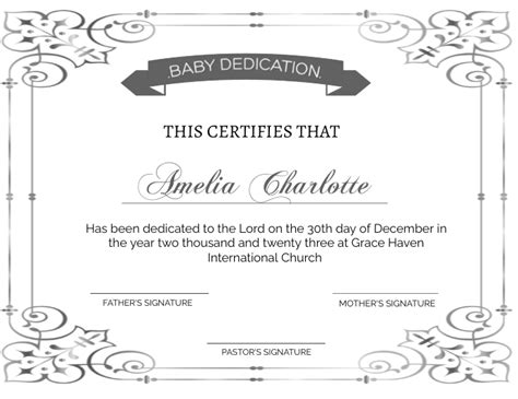 Baby Dedication Certificate Poster Template Postermywall