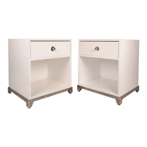 Vintage Modern White Laminate Nightstands - a Pair | Chairish