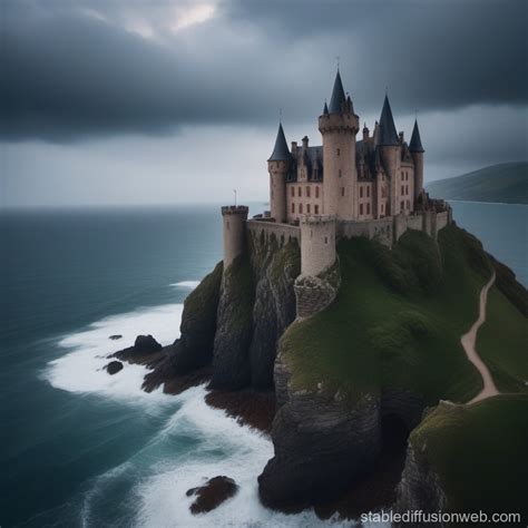 Dramaful Seascape Enchanted Castle Stable Diffusion Online