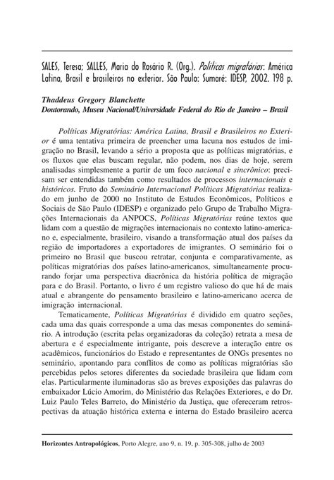 PDF Políticas migratórias América Latina Brasil e brasileiros no exterior