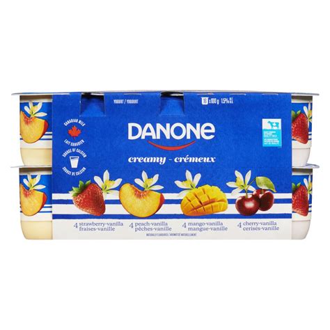 Danone Crémeux Yogourt fraise vanille pêche vanille mangue vanille