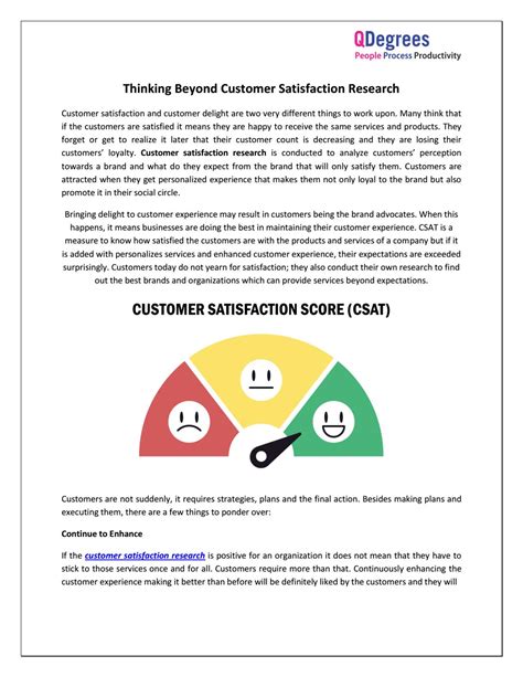 Thinking Beyond Customer Satisfaction Research By Qdegrees Services Issuu