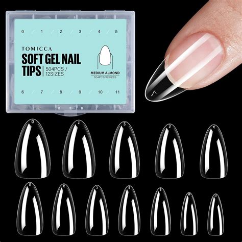 Tomicca Almond Nail Tips 504pcs Acrylic Nails Clear Soft