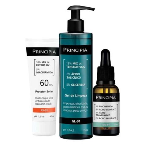 Kit Anti Acne Principia Gel De Limpeza G Protetor Solar Fps