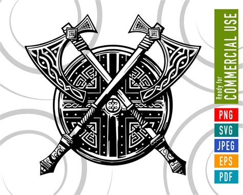 Viking Shield Axes Celtic Tattoo Svg Eps Png Vector Artwork Etsy