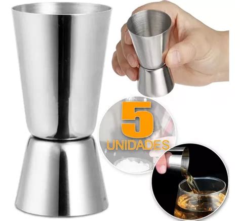 Kit 5 Copo Dosador Medido Inox Drinks Gin Vodka Bartender MercadoLivre