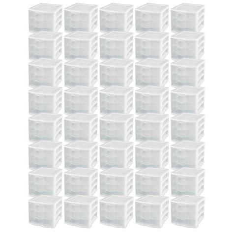 Sterilite Corporation 40 Pack 3 Drawers Clear Stackable Plastic Storage