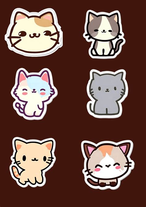 Cat Cute Sticker Sheets Printable Cat Printable Bundle Cat Clipart