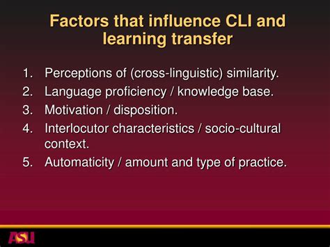 Ppt Cross Linguistic Influence Cli And Transfer Of Learning