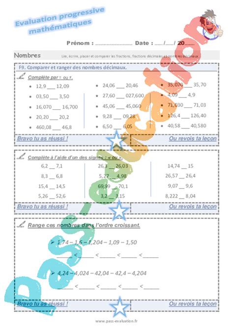 Evaluation Progressive Par Comp Tences Num Ration Cm Pdf Imprimer