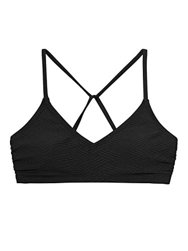 CUPSHE Bikini Top For Women Bathing Suit Criss Cross Self Tie Spaghetti Straps V Neck