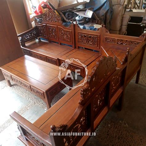 Kursi Tamu Sudut Ukir Mahkota Jati Magetan Asia Furniture Living