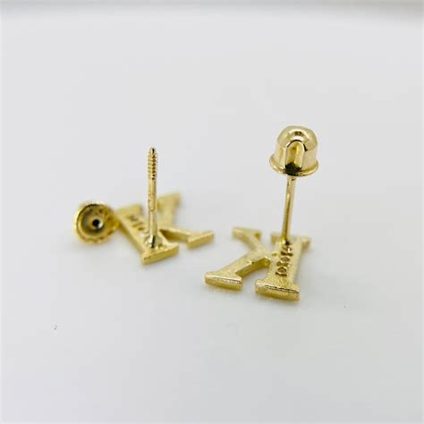 14k Solid Gold Initial Letter Alphabet CZ Mini Screw Twist Etsy