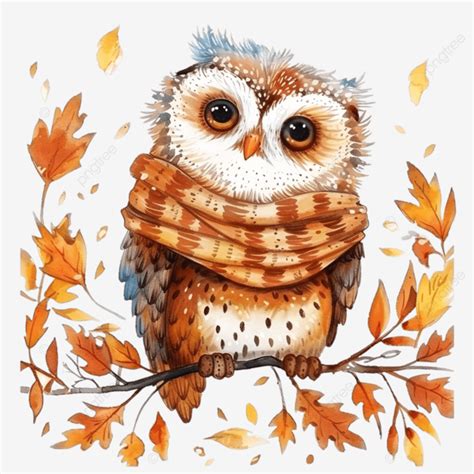 Cute Owl In Warm Weather Autumn Owl Doodle Sticker Png Transparent