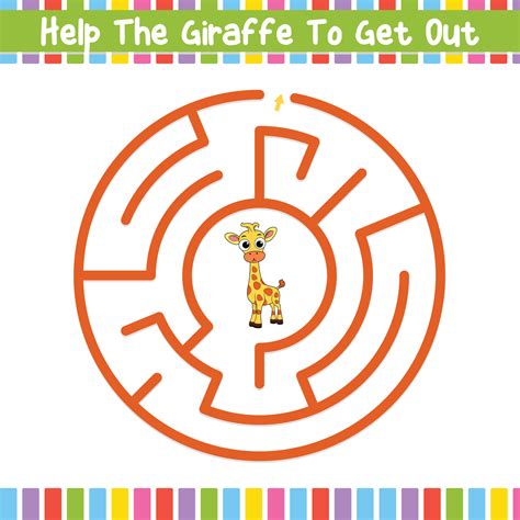 Kids Circular Maze Puzzle Discover The Path Educational Worksheet