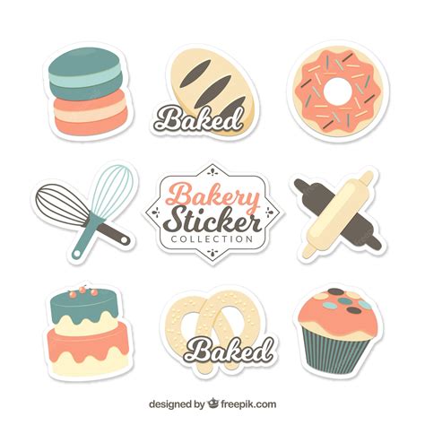 Premium Vector Bakery Stickers Collection In Flat Style