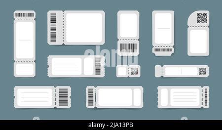 Event Ticket With Qr Code Realistic Paper Mockup Stock Vector Image