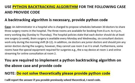 Use Python Backtracking Algorithm For The Following