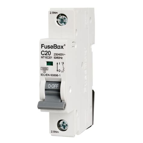 FuseBox MT10C201 MCB 1 Pole 10kA 20A C Curve AA Jones Electric