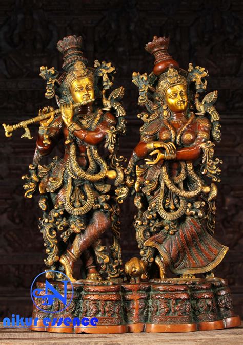 27 Inches Radha Krishna Brass Statue Home Décor T Indian Etsy