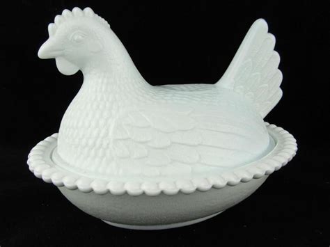 Vintage Milk Glass Hen On A Nest Covered Candy Dish 101417 Milk Glass Candy Dishes Resale Shops