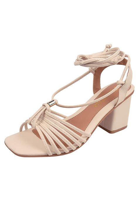 Sand Lia Salto Alto Grosso Bloco Bico Quadrado Gladiadora Moda