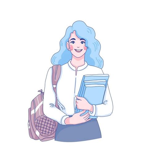 Premium Vector Student Girl Hold Books Character Illustration