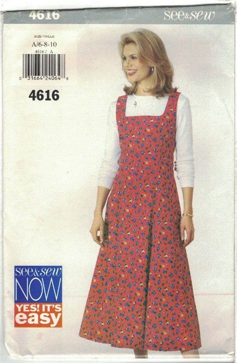 Butterick See And Sew 4616 Cottagecore Jumper Dress Pattern Easy Misses Size 6 8 10 Uncut By