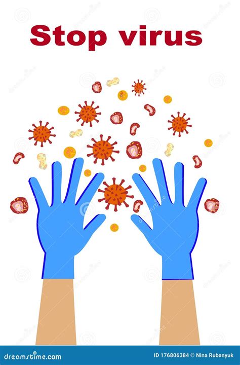 Gloved Hands Protect Against The Virus Stock Vector Illustration Of