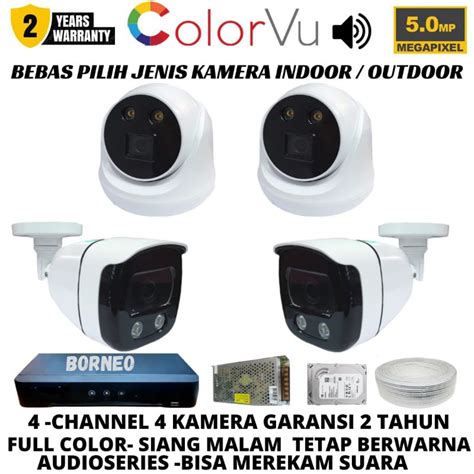 Jual Paket Cctv Colorvu Audio 4 Channel 4 Kamera Lensa 5mp 1080p Full