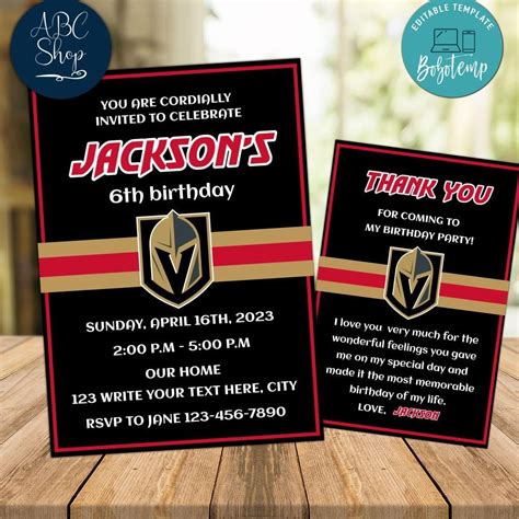 Vegas Golden Knights Party Invitations Instant Download Bobotemp