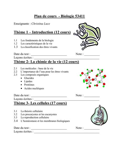 Plan De Cours Biologie 53411