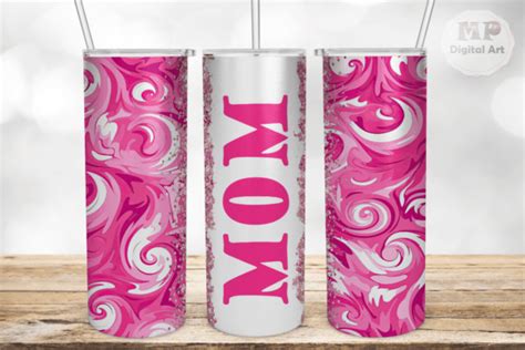 Mom Glitter Pink White Tumbler Wrap Png Graphic By Mp Digital Art