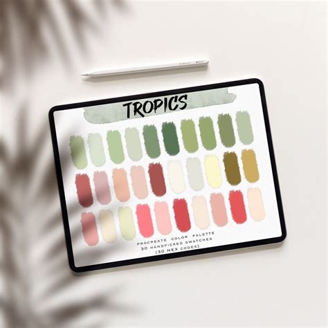 Tropics Procreate Palette 30 HEX Handpicked Colors Instant Etsy