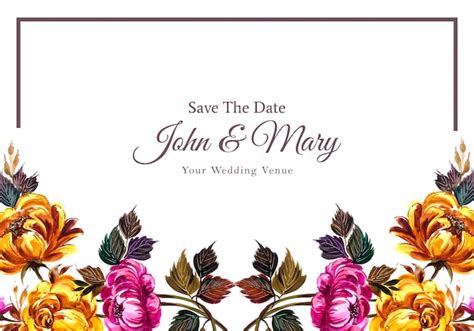 Free Vector Floral Wedding Invitation Card Template