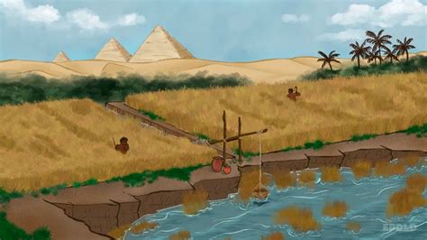 Dibujo Del Sistema De Riego Avanzado Llamado Shaduf Que Construyeron En El Antiguo Egipto Para