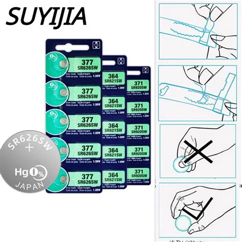 SUYIJIA 1.55V 14.5mAh Button Cell Coin battery 321 SR626SW SR616 Silver ...