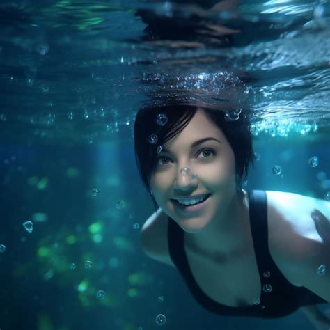 Premium AI Image | Beautiful young woman swimming underwater in the ...