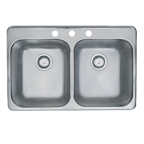 Kindred Double Sink 3 Holes 20 In X 31 In X 7 In Stainless Steel