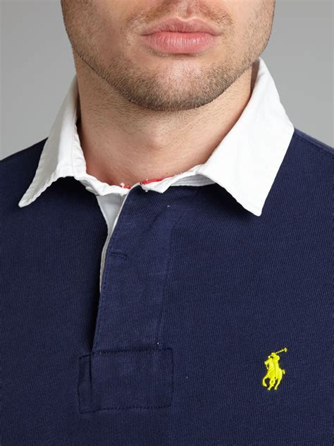 Polo Ralph Lauren Classic Custom Fit Rugby Shirt In Blue For Men Lyst