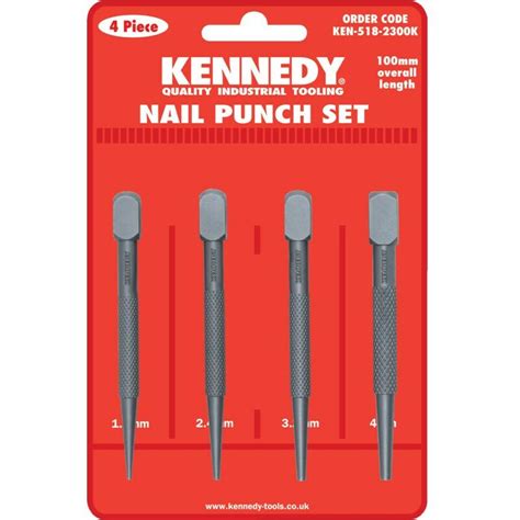 Kennedy Square Head Nail Punches Set Of 4